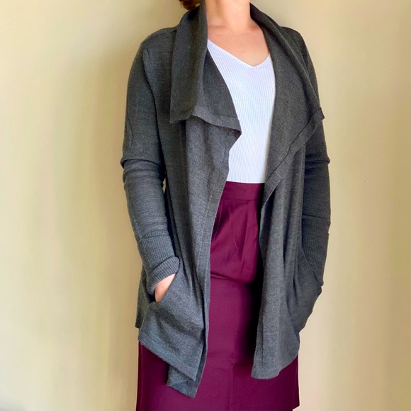 Eddie Bauer Merino Wool Flowy Open Front Cardigan - Picture 2 of 12